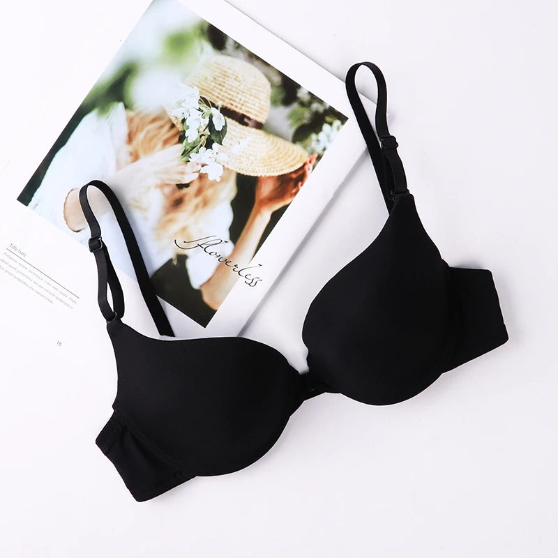 Mid-aged Women Wireless Brassiere Mid-aged Women Solid Color Bra Embroidery  Lace Stitching Wide Shoulder Straps Front Buttons Placket Wireless Brassiere  Women Front Button Bra